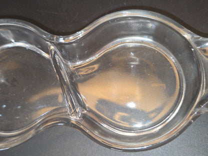 VIntage Glass Oval Divided Pickle Relish Tray Tidbit trinket Figure 8 Design gl7