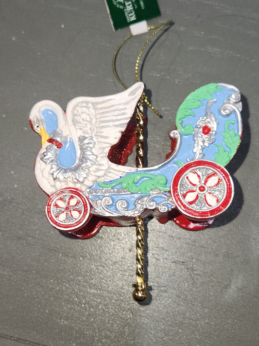 4" Resin Carousel Ornament Swan Chariot co4