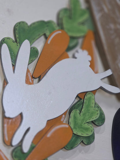 Bunny and Carrots Spring Easter Insert for Interchangeable Pot Spilling Door Sign *Sign Sold Seperately*