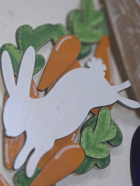 Bunny and Carrots Spring Easter Insert for Interchangeable Pot Spilling Door Sign *Sign Sold Seperately*