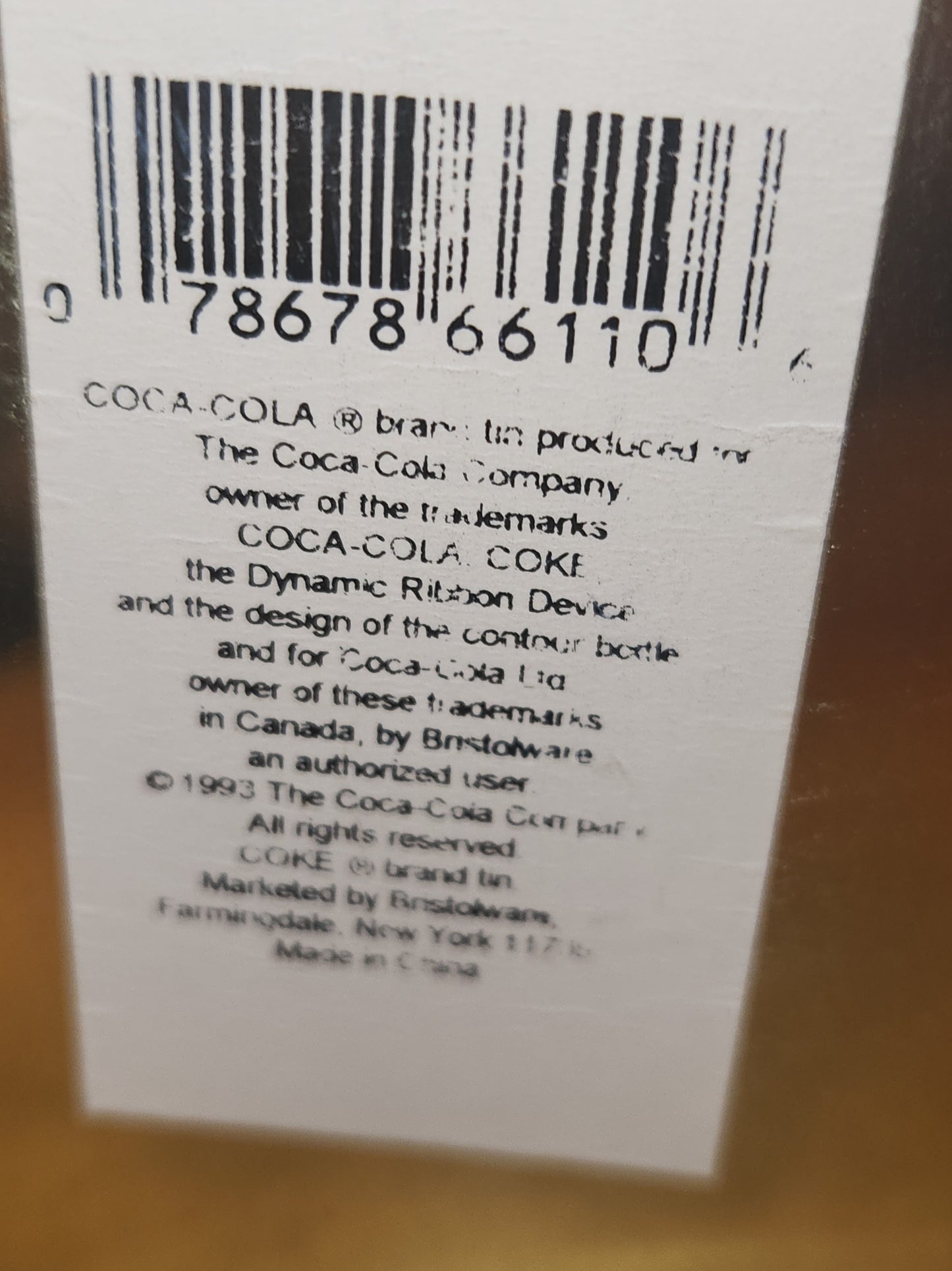 Vintage Tin Coca-Cola Gold Red Cream Enjoy Thirst The Drink of All the Year Coke 1993 cct82