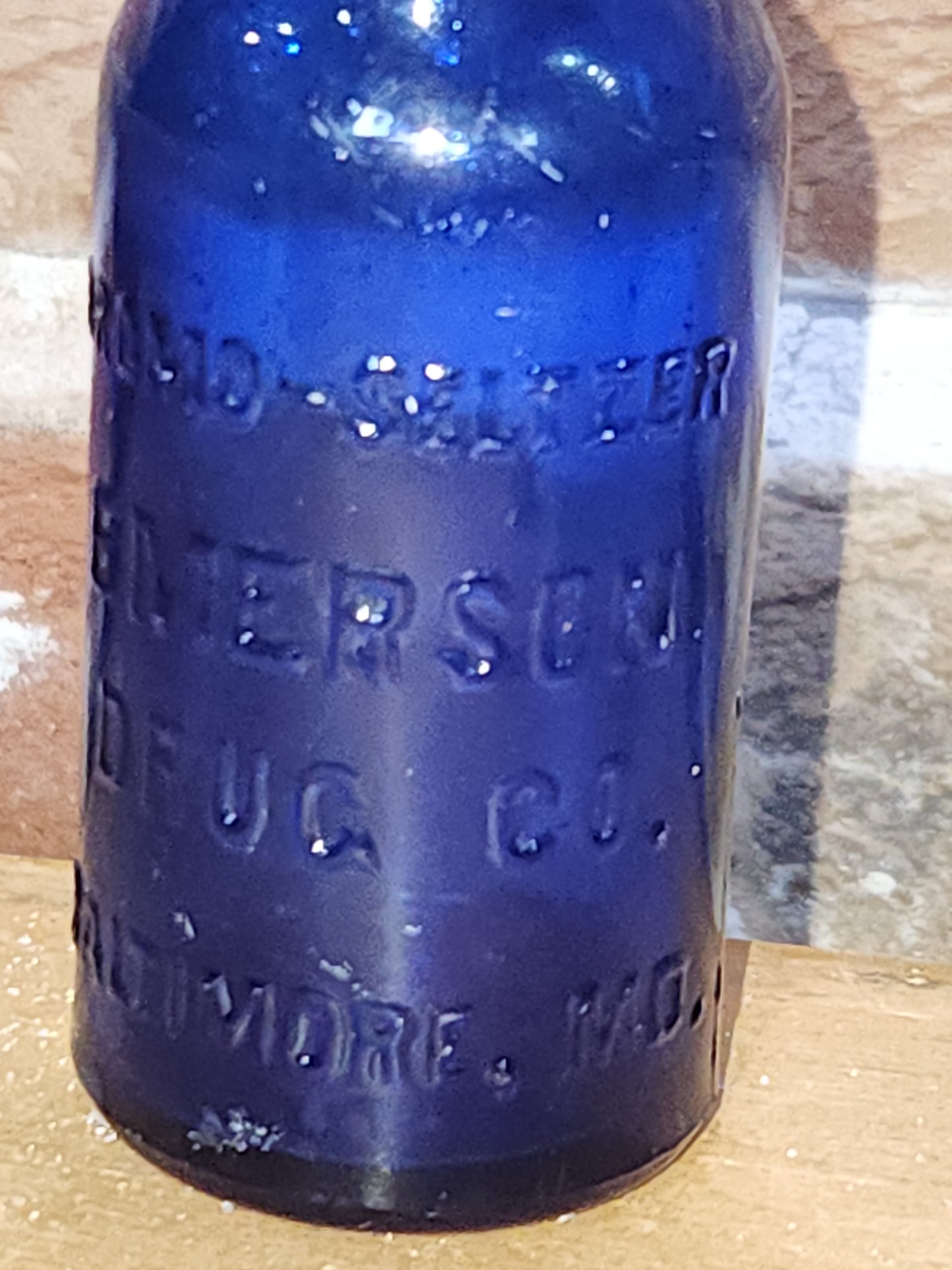Vintage Medicine Bottle Bromo Seltzer Cobalt Blue Glass Emerson Drug Co Baltimore MD 4" vmb7