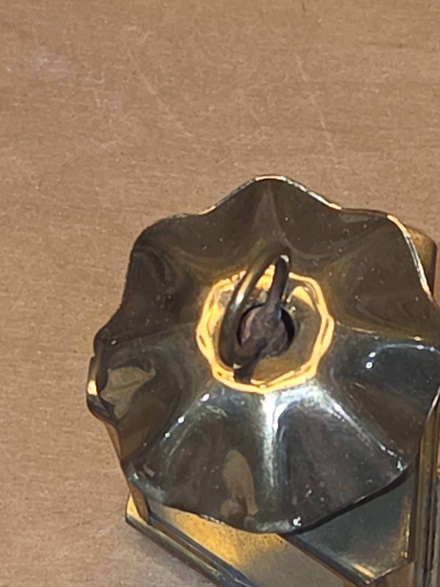 Vintage Brass and Glass Lantern Ornament bb81