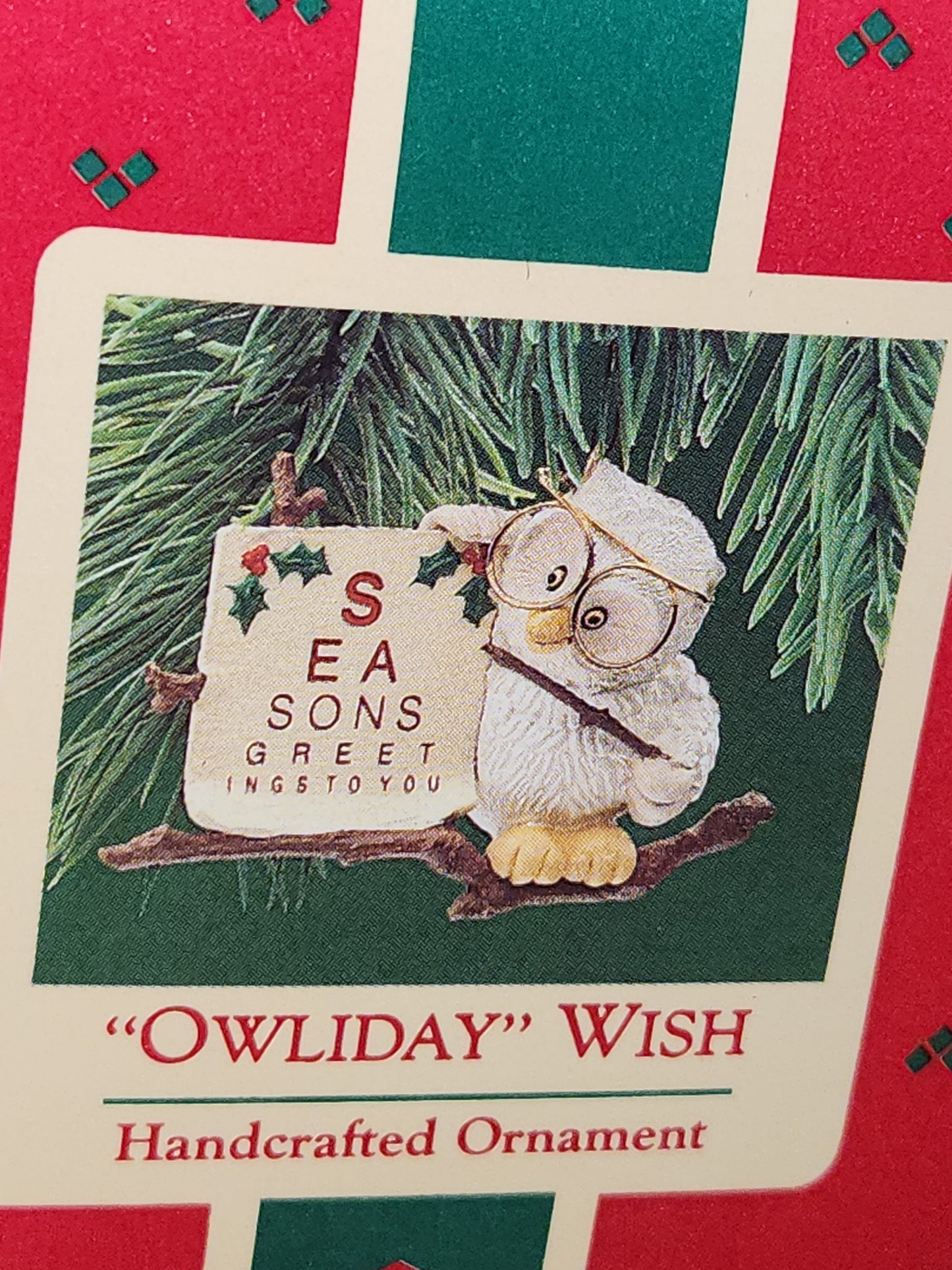 Vintage Hallmark Keepsake Ornament Miniature “Owliday” Wish 1987