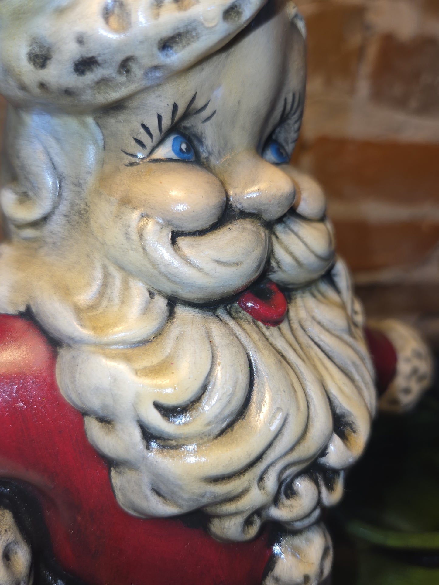 Vintage Royall Mold Ceramic Planter Santa Claus Bell Toy Bag