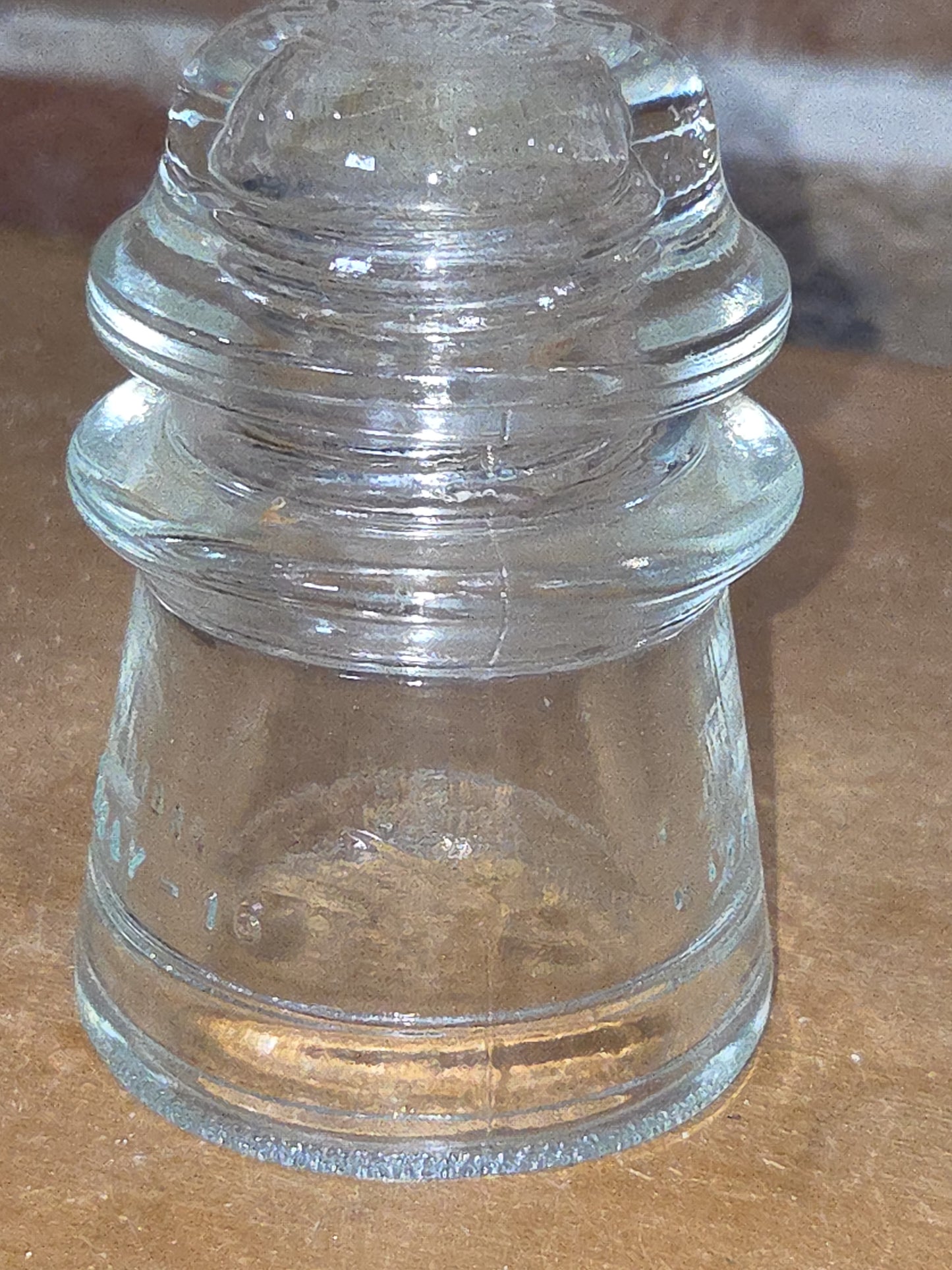 Vintage Insulator Hemingray #16 Clear Glass Cotton Blue Route h616