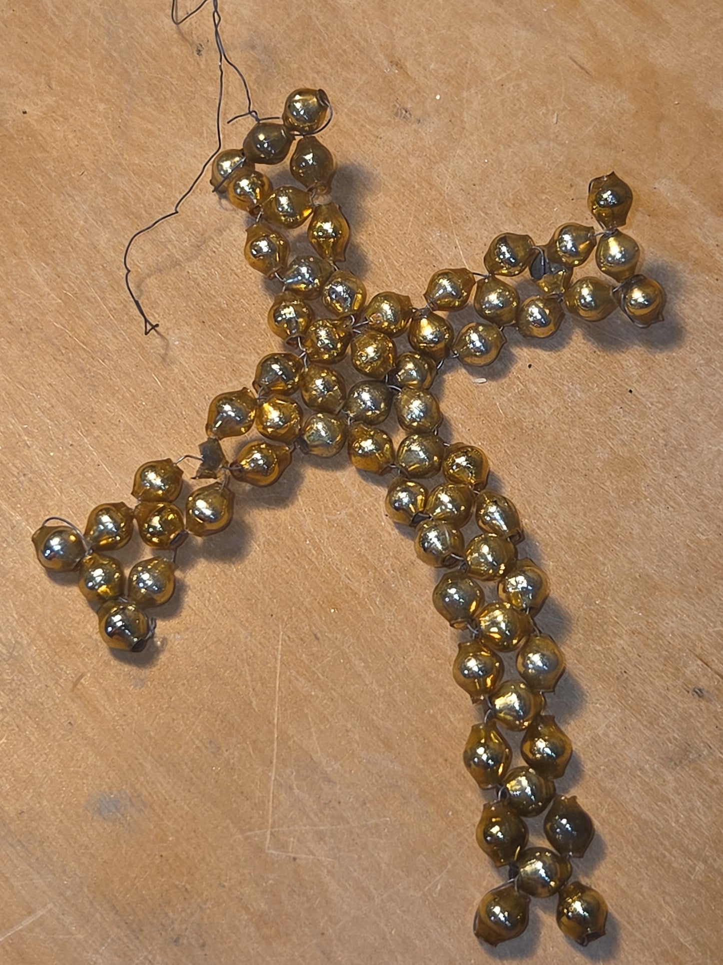 Vintage Mercury Bead Cross Ornaments AS IS For Crafting