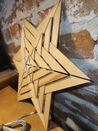 Vintage Wooden Hanging Lighted Star Wall Hanging Wall Decor Night Light nl76