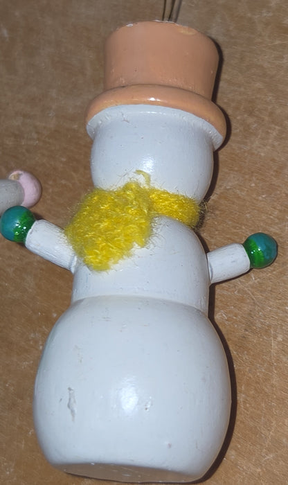 Vintage Wooden Ornaments Snowman Cat Shoe Tree Set of 5 MCM Kitchy