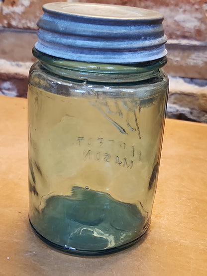 Vintage Ball Perfect Mason Glass Pint Jar #1 Aqua Blue Zinc Ball Lid bl1