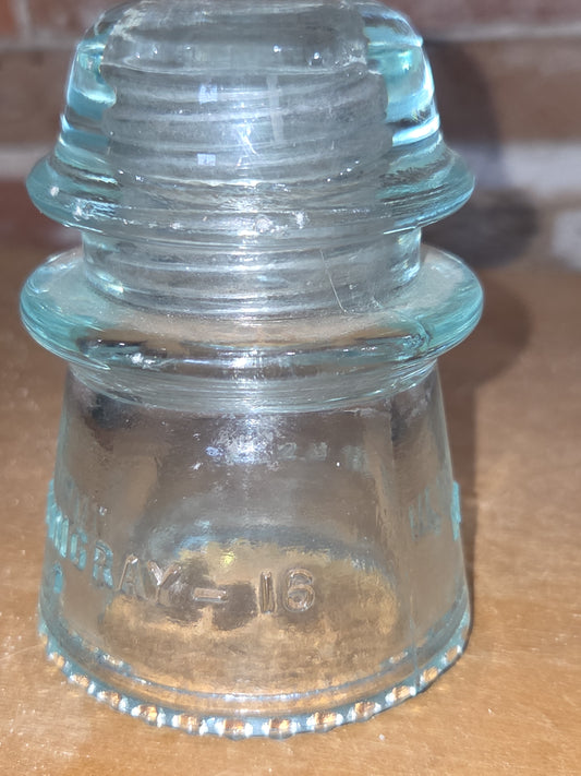 Vintage Insulator Hemingray #16 Cornflower Blue Glass DAMAGED h616bd