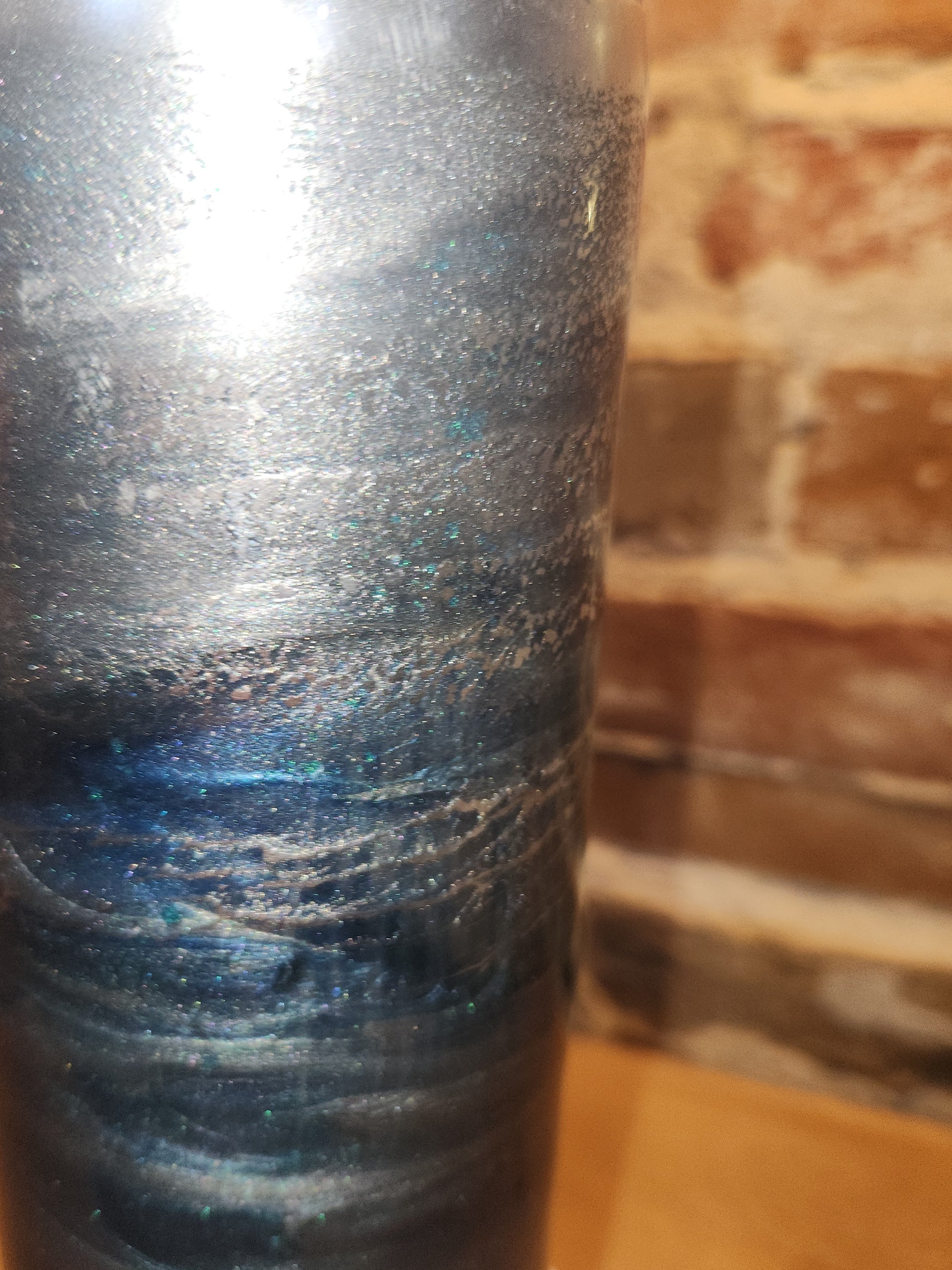 20 ounce stainless steel, Insulated, alcohol ink art Tumbler teal, Silver Blue AS IS CLEARANCE ai91