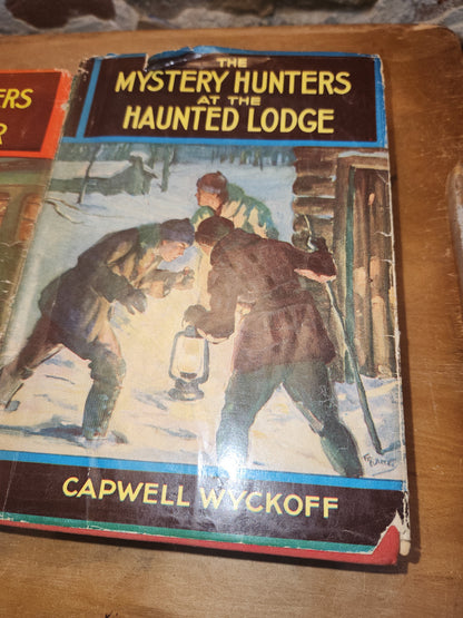 Vintage Hardcover Books Mystery Hunters At Old Frontier AND At The Haunted Lodge Capwell Wyckoff Saalfield Publishing Company 1934 vb99