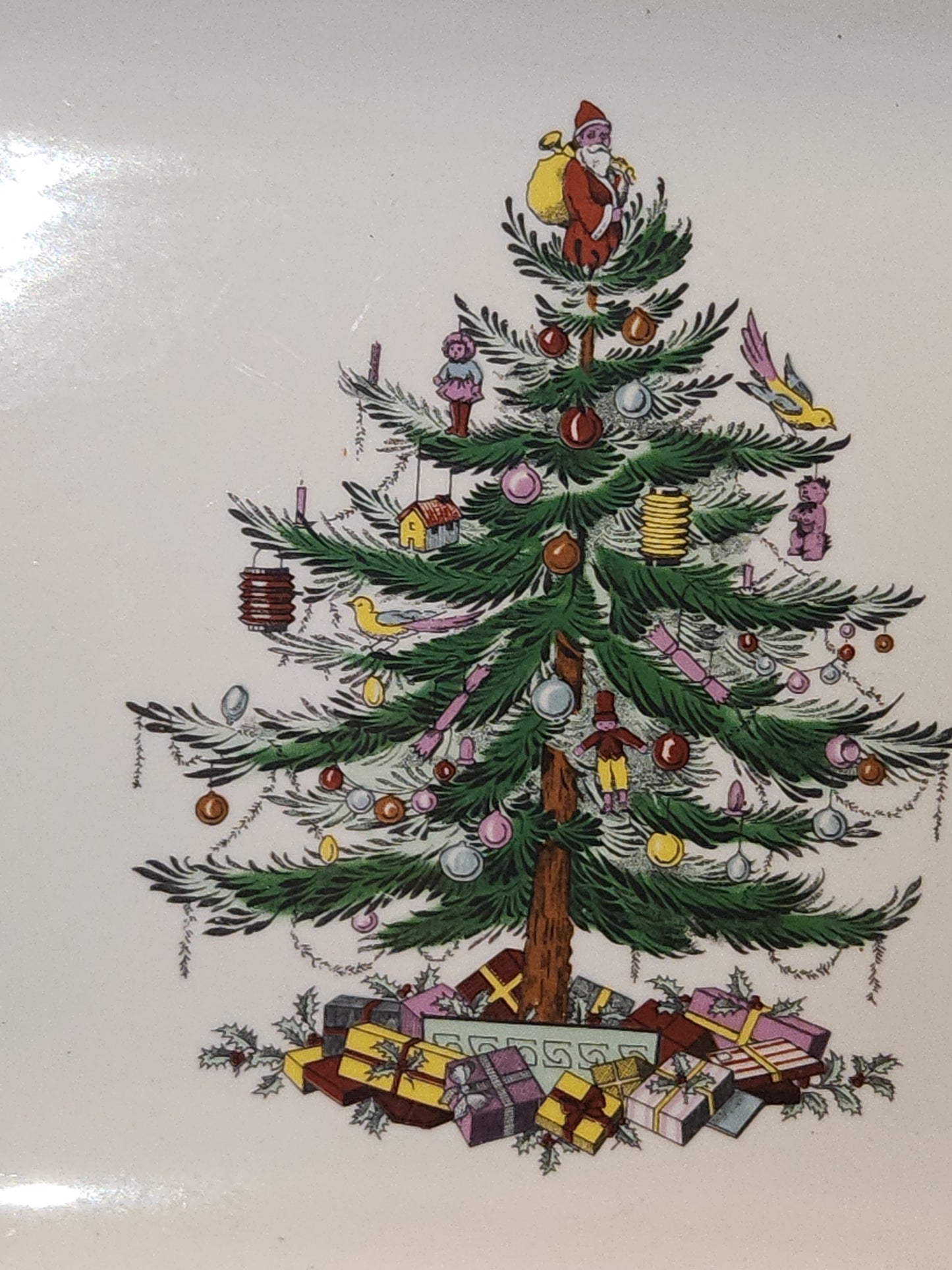 Spode 12" Dessert Tray Mince Pie Plate Christmas Tree Pattern 2008 Made in China sp01