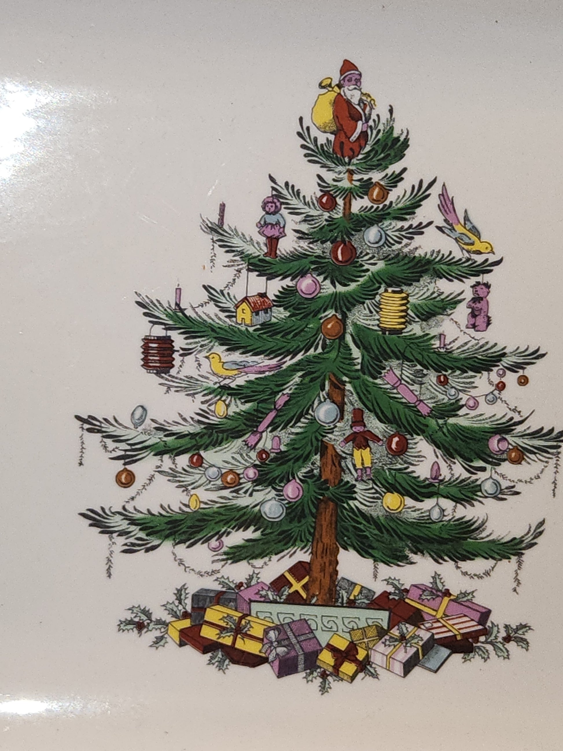 Spode 12" Dessert Tray Mince Pie Plate Christmas Tree Pattern 2008 Made in China sp01