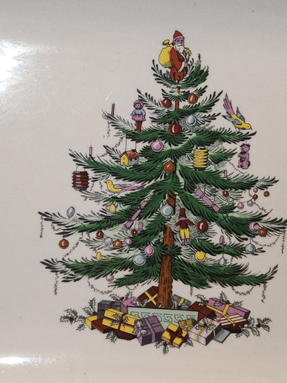 Spode 12" Dessert Tray Mince Pie Plate Christmas Tree Pattern 2008 Made in China sp01