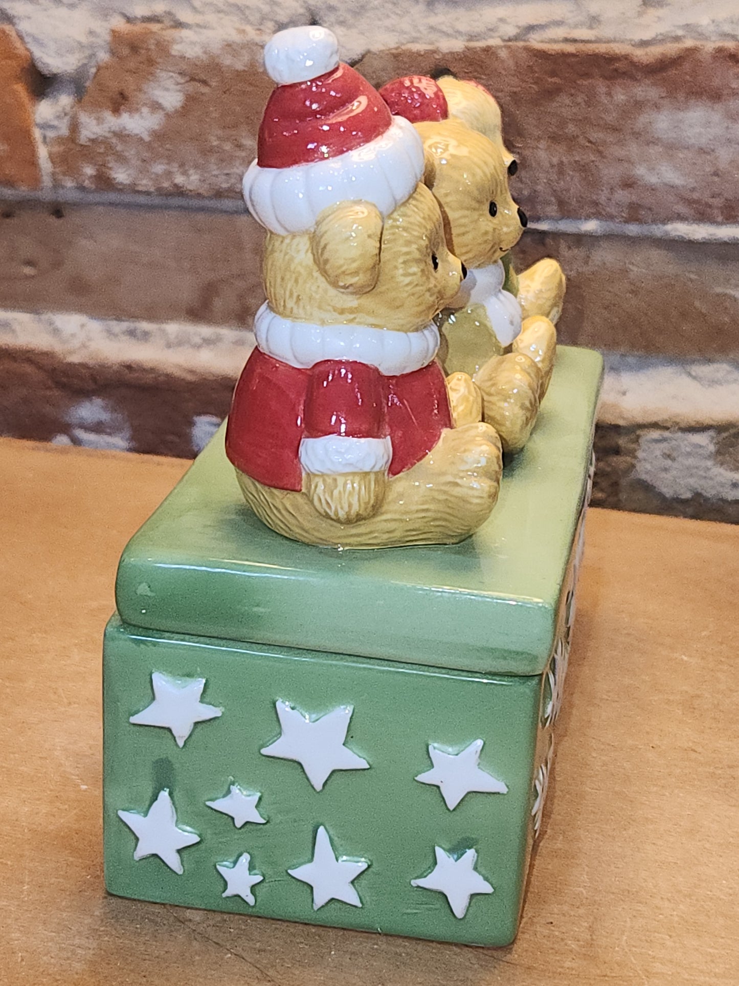 Houston Harvest Three Bears Ceramic Box Winter Stars tb76