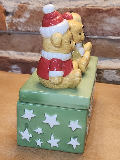 Houston Harvest Three Bears Ceramic Box Winter Stars tb76