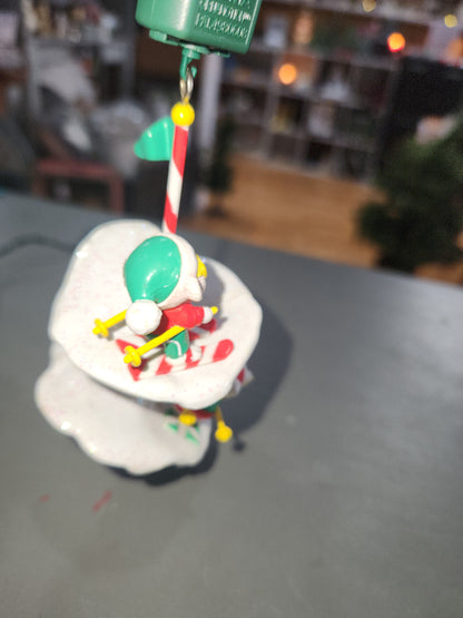Vintage Noma OrnaMotion Rotating Christmas Ornament Ski Race 1989 With Motor