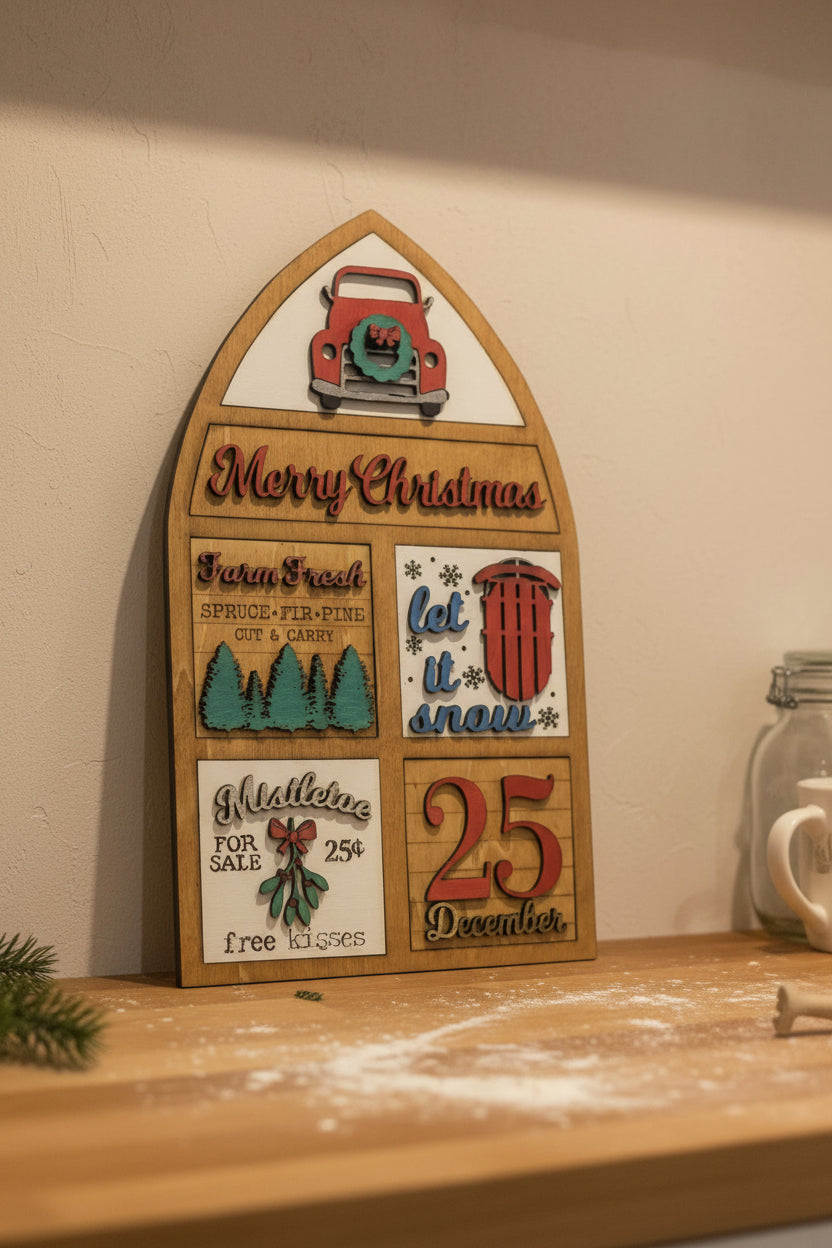 Christmas Insert Kit for Interchangeable Frame Can Fit Arch, Rectangle, or Square Frame FRAMES SOLD SEPARATELY