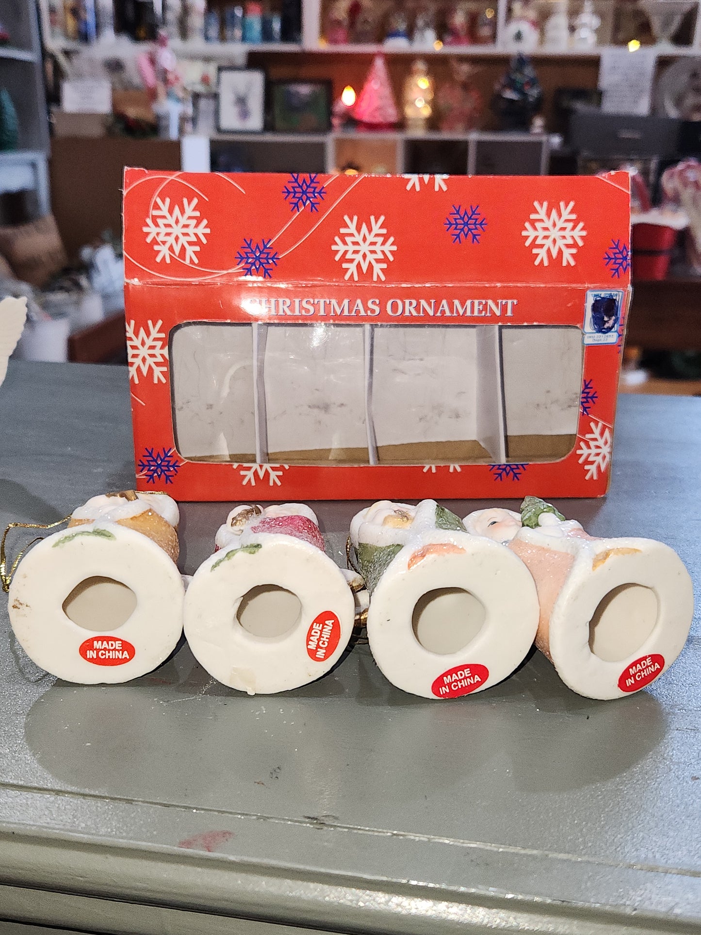 Vintage Glitter Angel Ornaments Set of 4