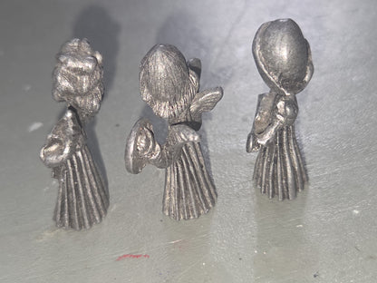 Vintage Vernon Pewter Miniature Angel Figurines Set of Three 1.5" pa4