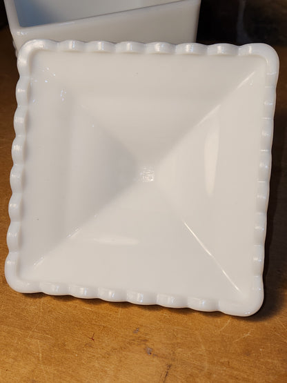 Vintage Westmorland Milk Glass Covered Candy Dish Wedding Pattern mg70