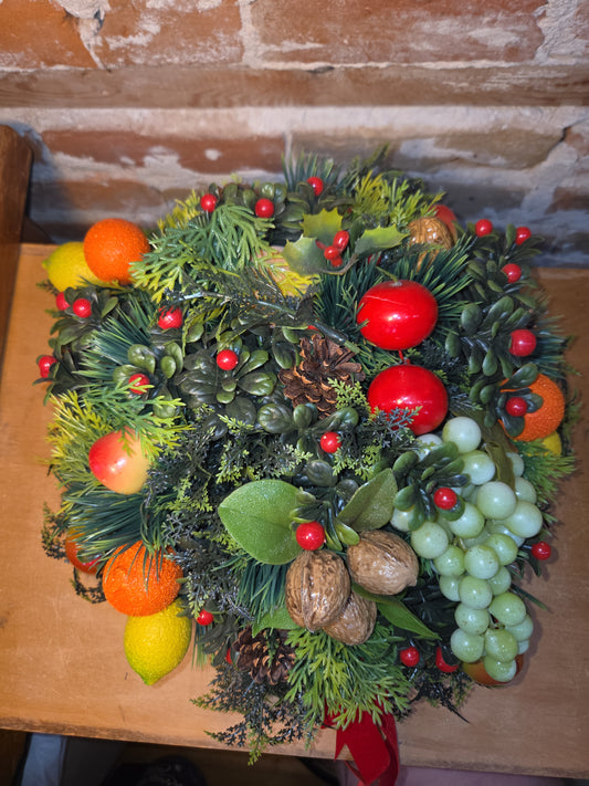 Vintage Plastic Greenery and Plastic Fruit for Christmas Arrangements
