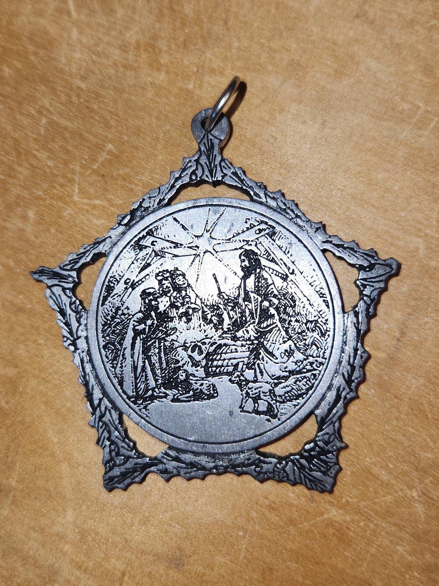 Pewter Ornamanet Nativity Scene St. Paul's Lutheran Church Bertrand Nebraska 1905-1985