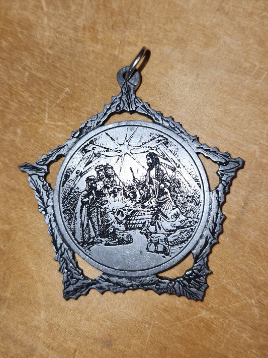 Pewter Ornamanet Nativity Scene St. Paul's Lutheran Church Bertrand Nebraska 1905-1985