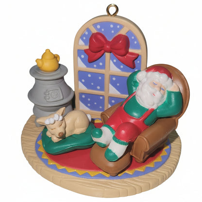 Avon Gift Collection Christmas With Santa Ornament Taking A Nap
