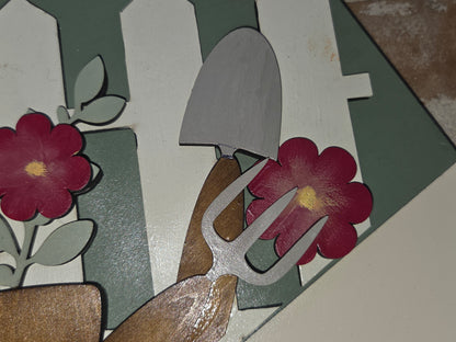 Garden Maroon Flowers Insert for Envelope Door Sign *sign sold seperately* EI29
