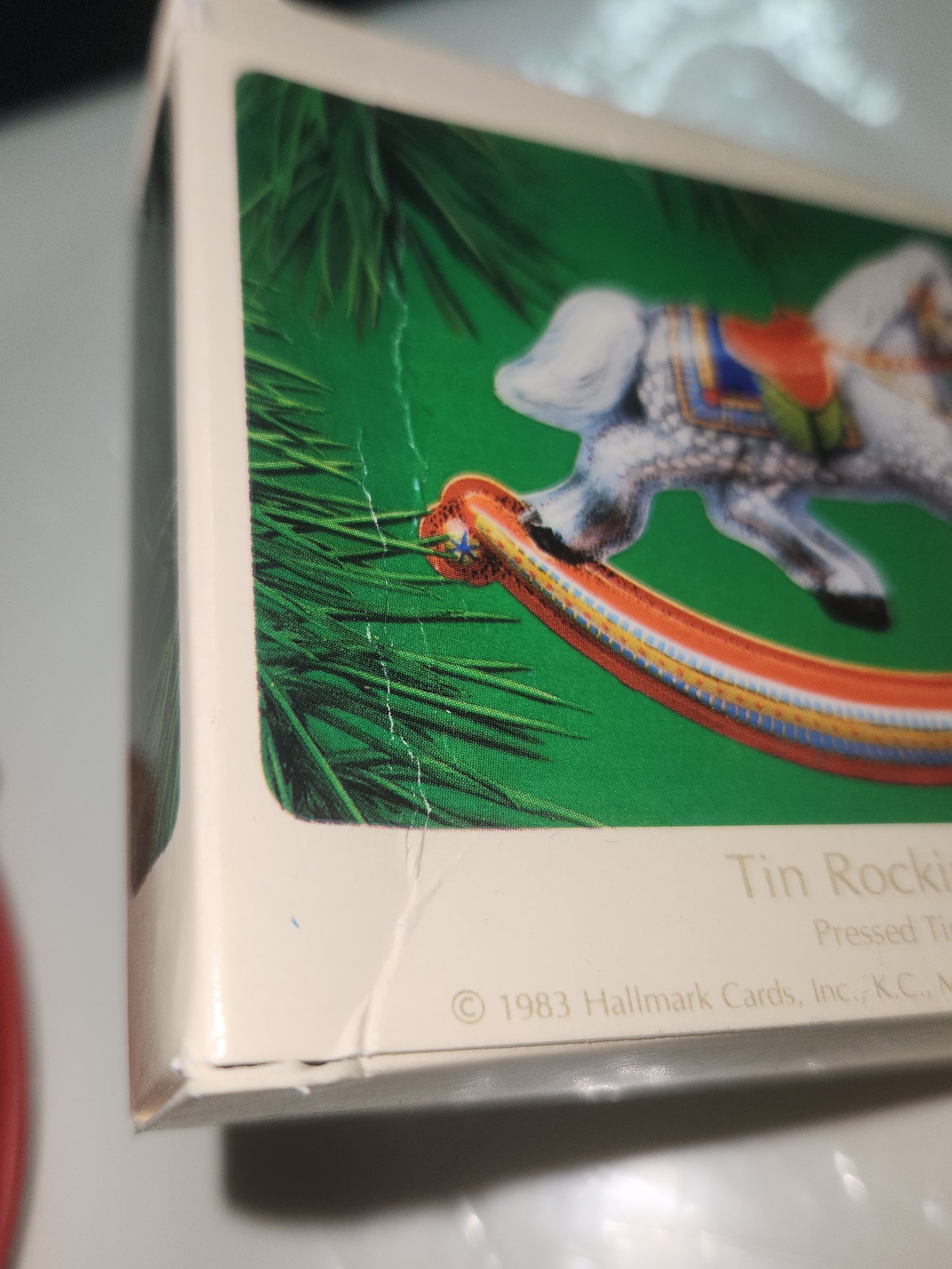Vintage Hallmark Keepsake Ornament Pressed Tin Rocking Horse 1983