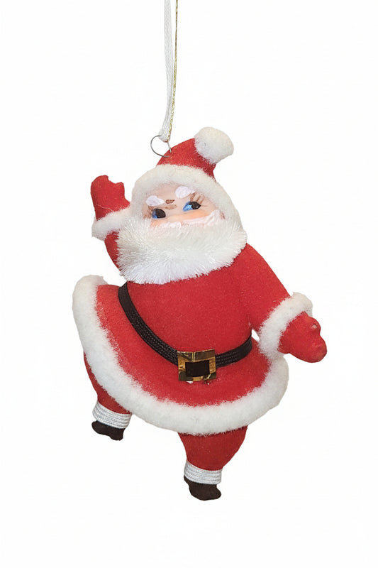 Vintage Flocked Santa Once on a Pick for Foral Arrangement sf24