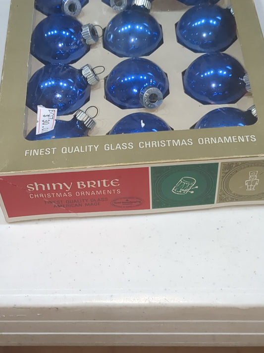 box of shiny brite bright royal blue ornament 1 1/2" bo7