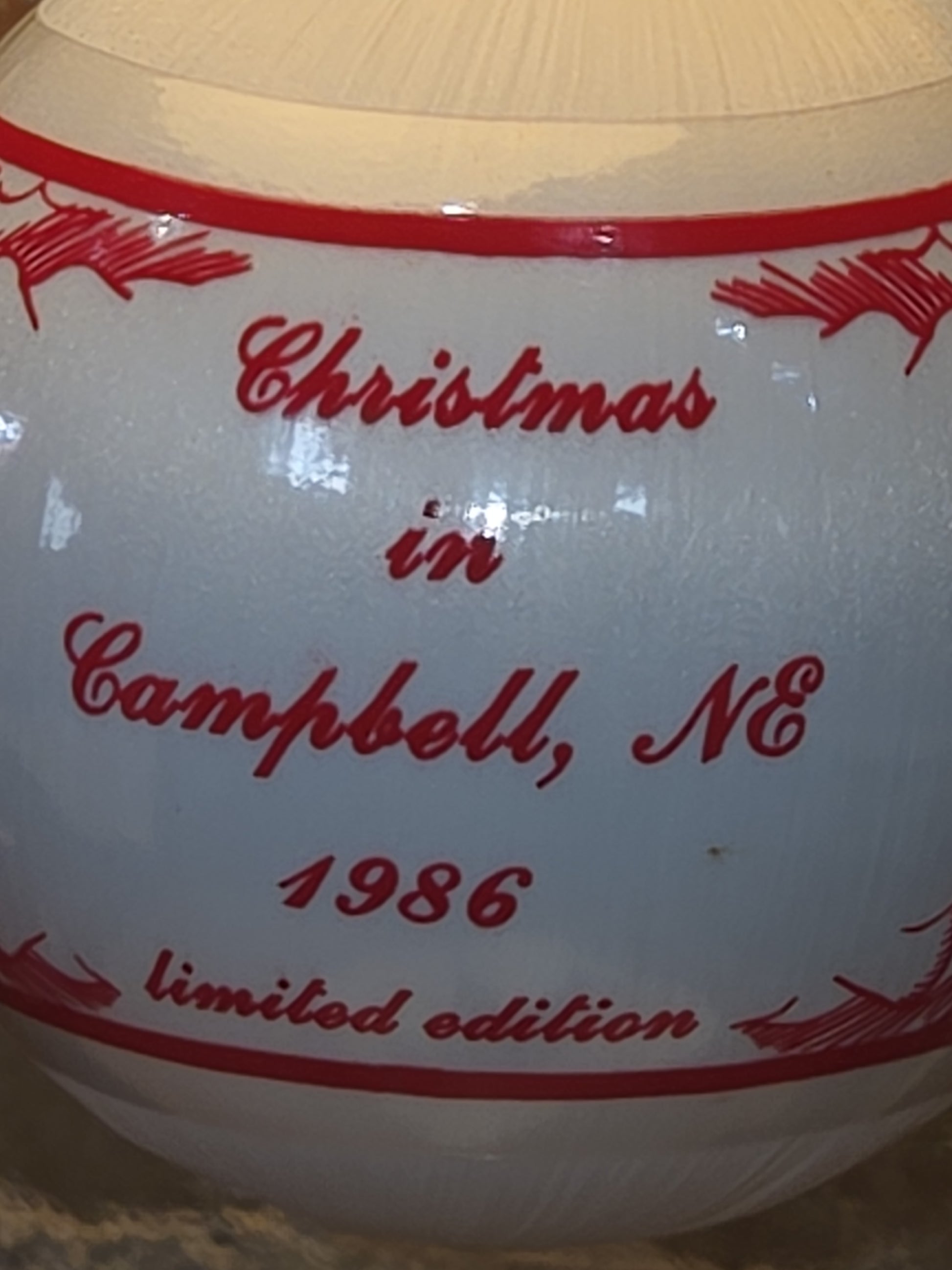 Vintage 100 Years Commemorative Satin Ornament Campbell Nebraska Limited Edition 1886-1986