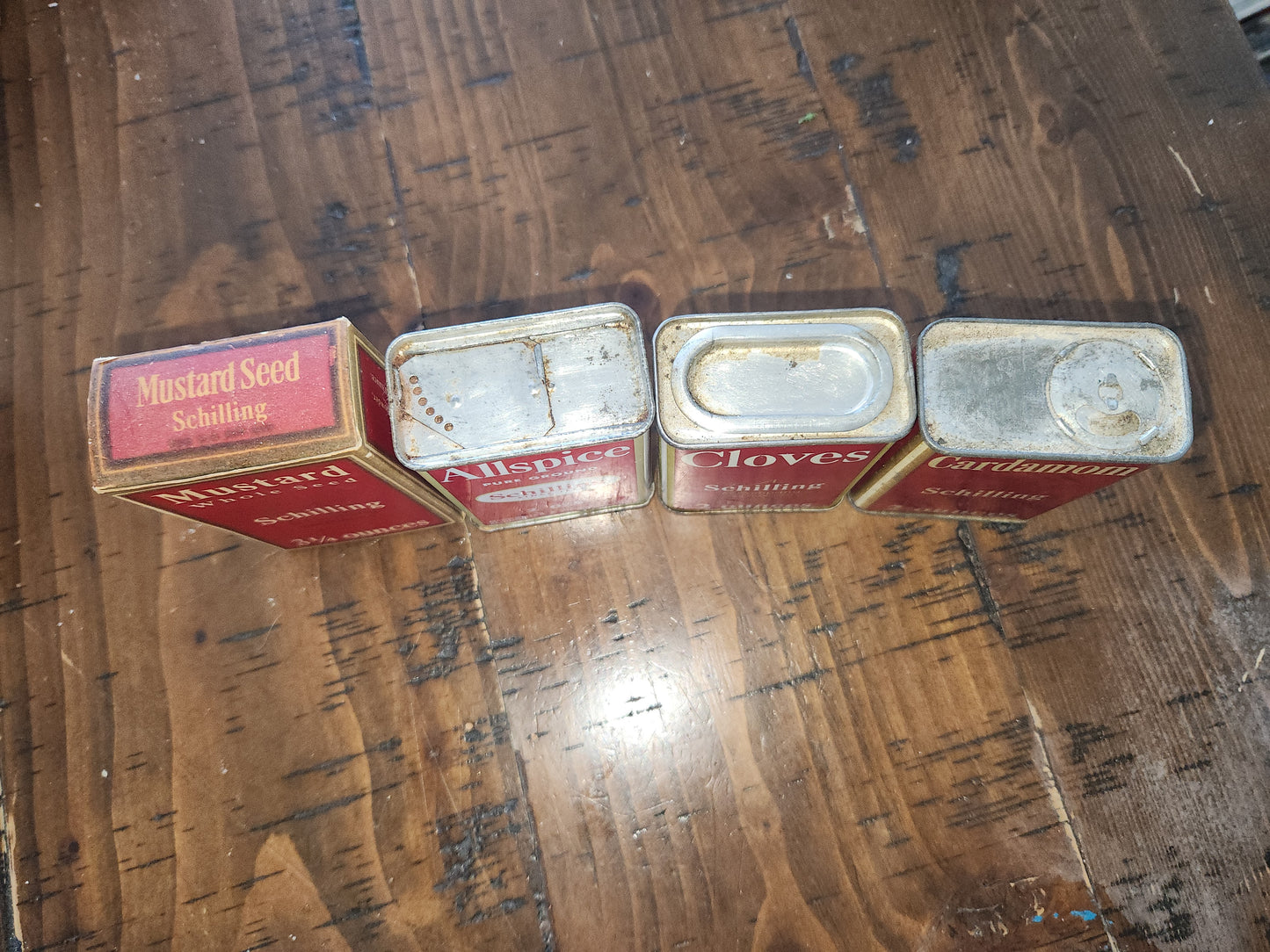 Vintage Schilling Spice Box Mustard Whole Seed, Cloves, Allspice, Cardamom Schilling Spice & Co. SAN Francisco Set of 4 sp67