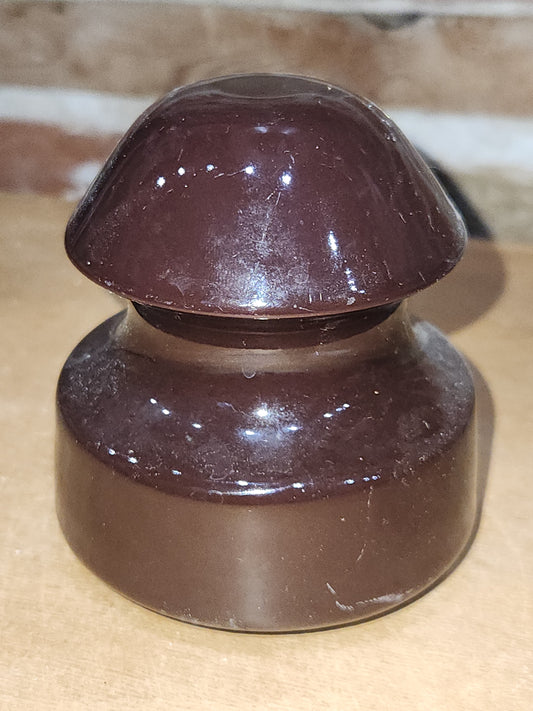 Vintage Brown Porcelain Insulator Possibly Ohio Brass Co but Unmarked in6