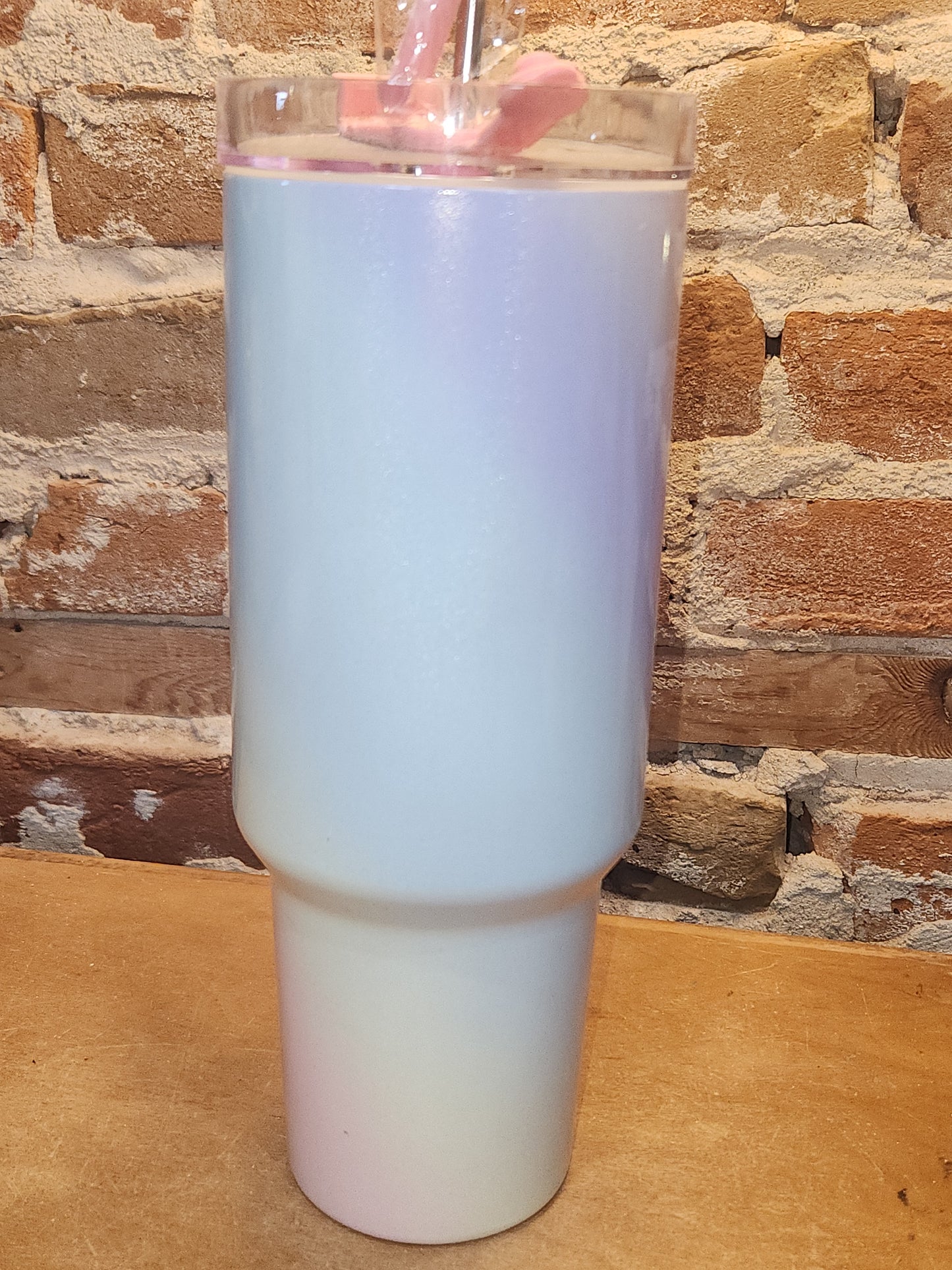 Custom Order 40 oz Traveler Tumbler Ombre Multicolor Unicorn Pink Handle and Top