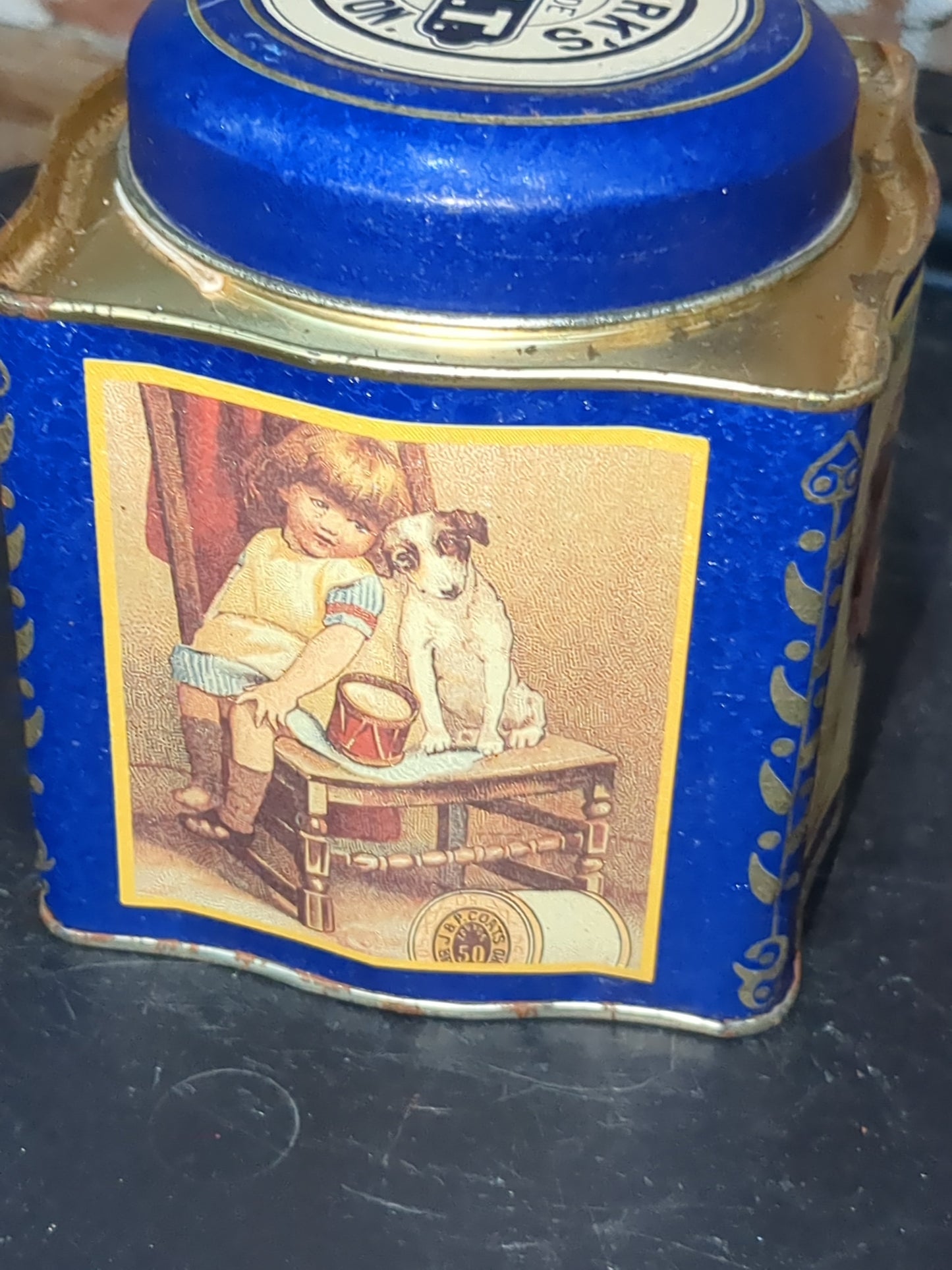 Vintage Bristol Ware Clark's Trade O.N.T. Spool Cotton Tin tin995