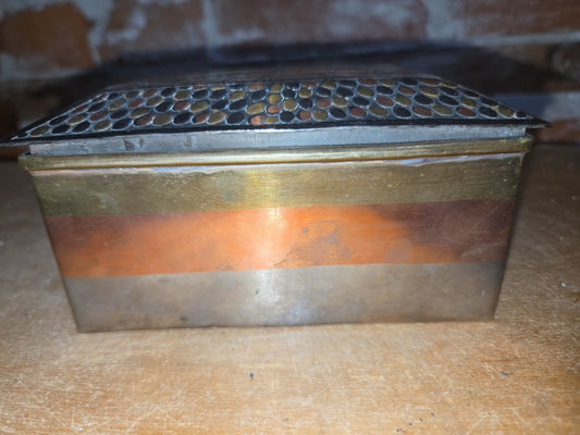 Vintage Enesco Brass Jewelry Trinket Box Multiple Colors Taiwan br49