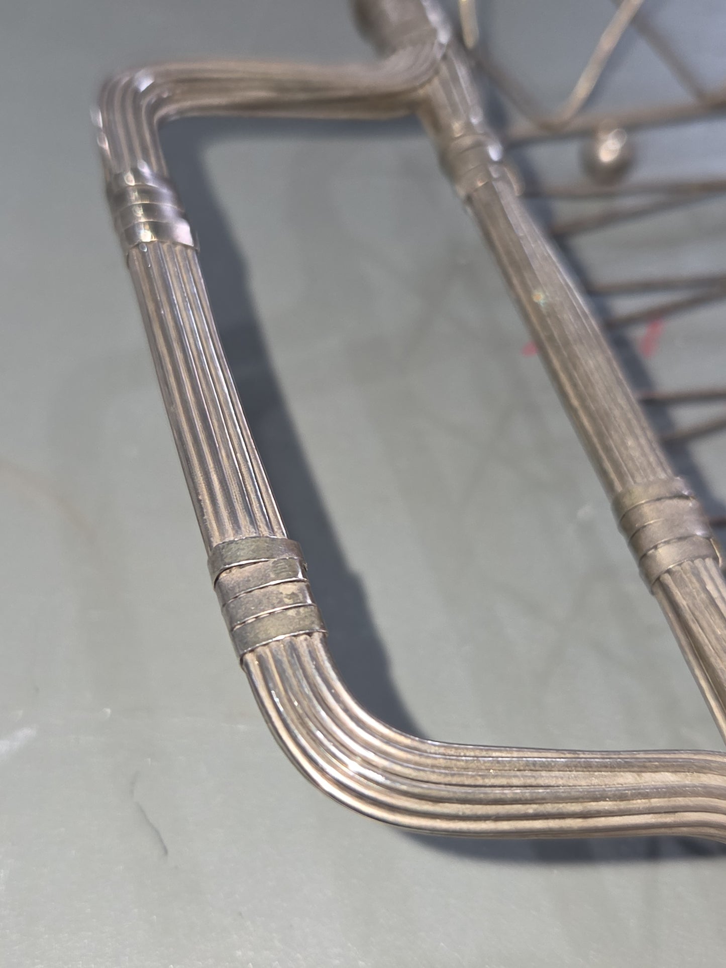 Vintage Woven and Banded Silverplated Wire Rectangle  Basket sp81