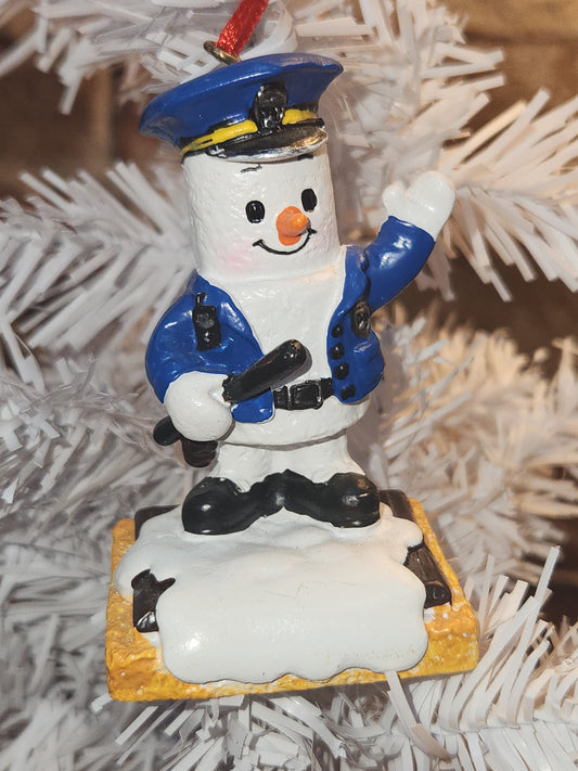 S'Mores Marshmallow Police Officer Ornament mo4