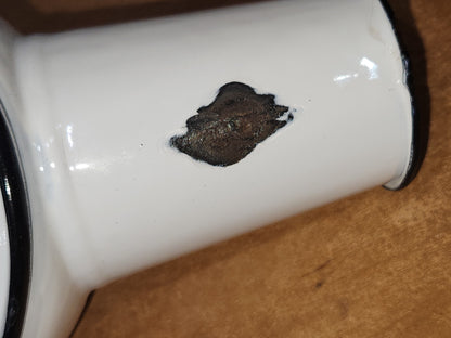 Vintage Enamelware Male Urinal White and Black ew012