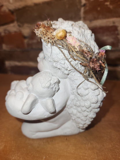 Vintage Dreamsicles Golden Cherub with Child 10656 Kristin Haynes 1993 Cast Art Industries di8