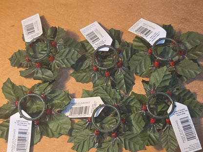 Vintage Joybrite Christmas Mini Candle Rings Holly Berries Lot of 6 New Old Stock (Copy)