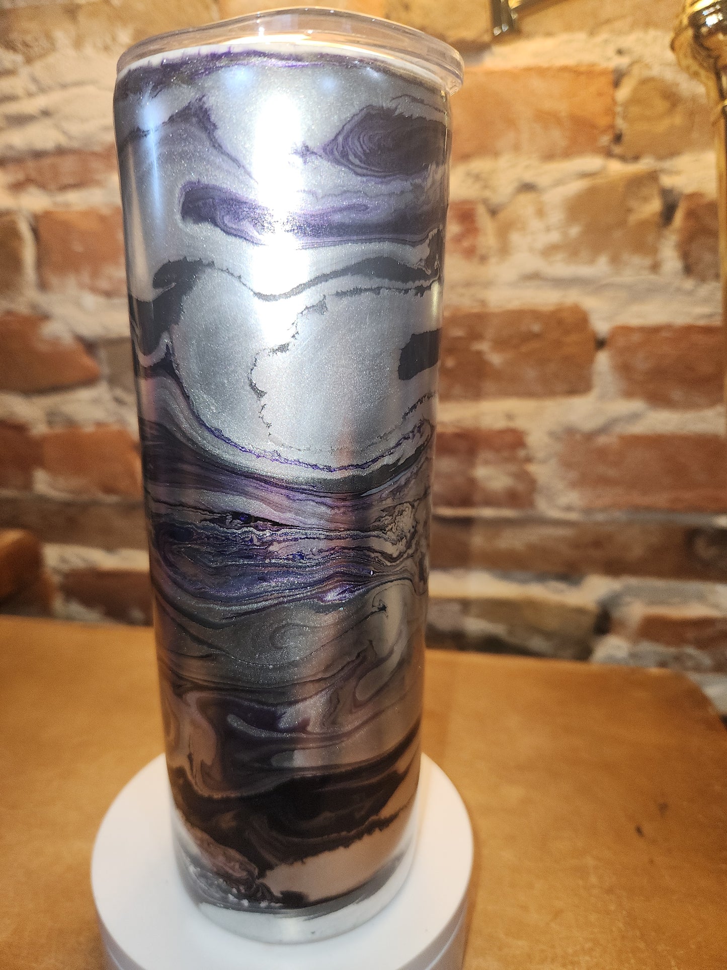 20 ounce stainless steel, Insulated, alcohol ink art Tumbler Purple, Silver Black AS IS CLEARANCE ai9