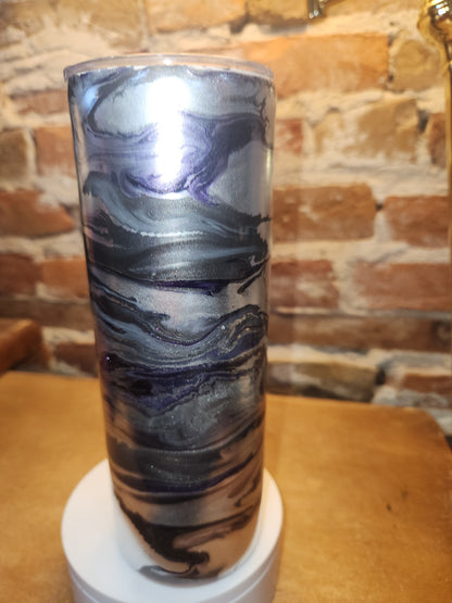 20 ounce stainless steel, Insulated, alcohol ink art Tumbler Purple, Silver Black AS IS CLEARANCE ai9