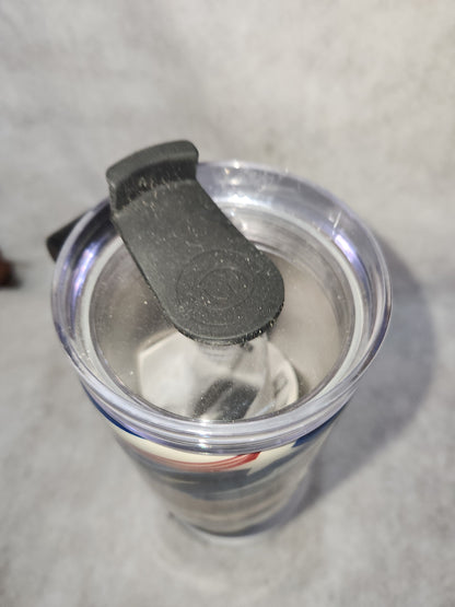 30 oz tumbler with black rechargeable speaker Flag tfg1