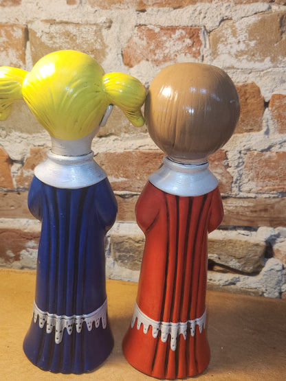 Vintage Ceramic Girl Carolers Christmas Set of 2 1970s